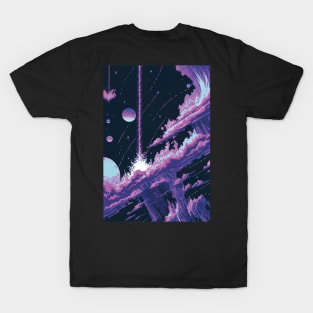 Space Painting in Abstract style, in Purple and Black Tones T-Shirt